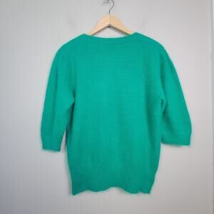 Don Vito Womens M Angora Rabbit Hair 3/4 Sleeve Fuzzy Sweater Pullover